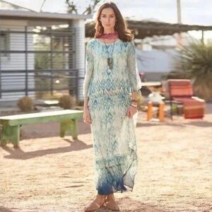 Sundance Sentimental spirit tiered maxi dress size 16 100% silk boho coastal